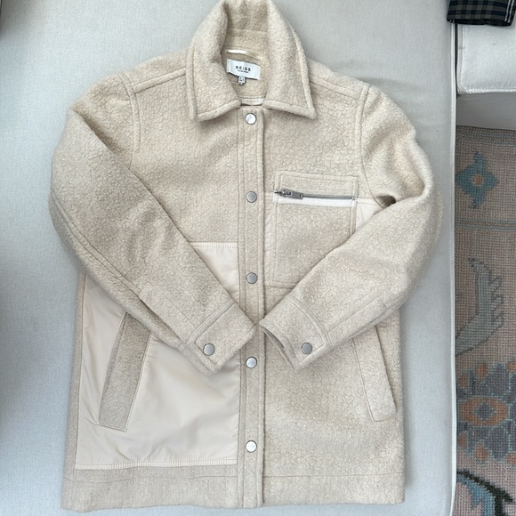 Reiss LIO TEXTURED WOOL BLEND SHACKET Cream Size 2 - Picture 11 of 11